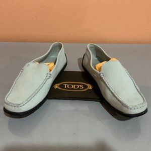 Tod's Women's Baby Blue Suede Driving Mocs